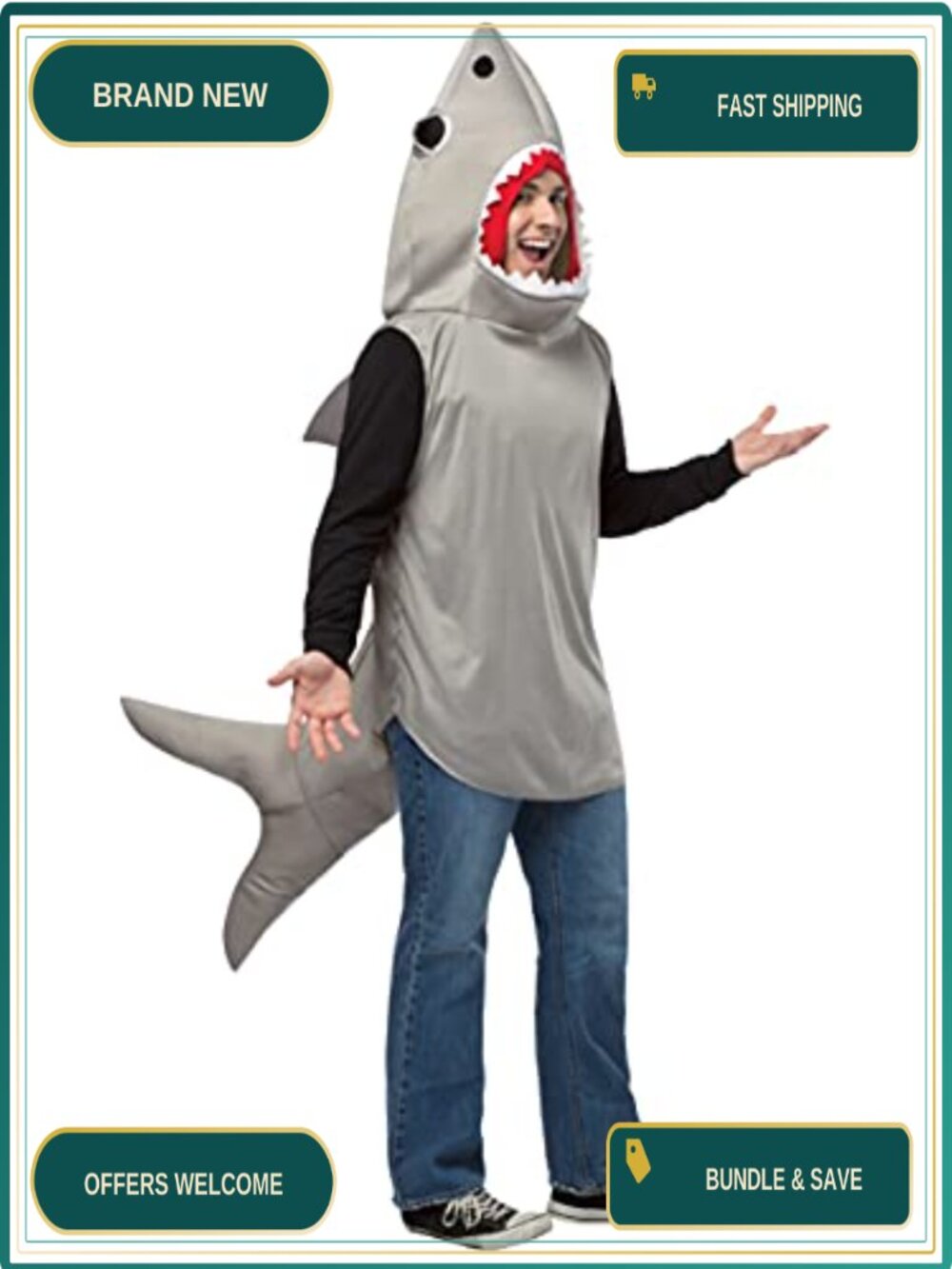 Men's Sand Shark Halloween Costume One Size Adult